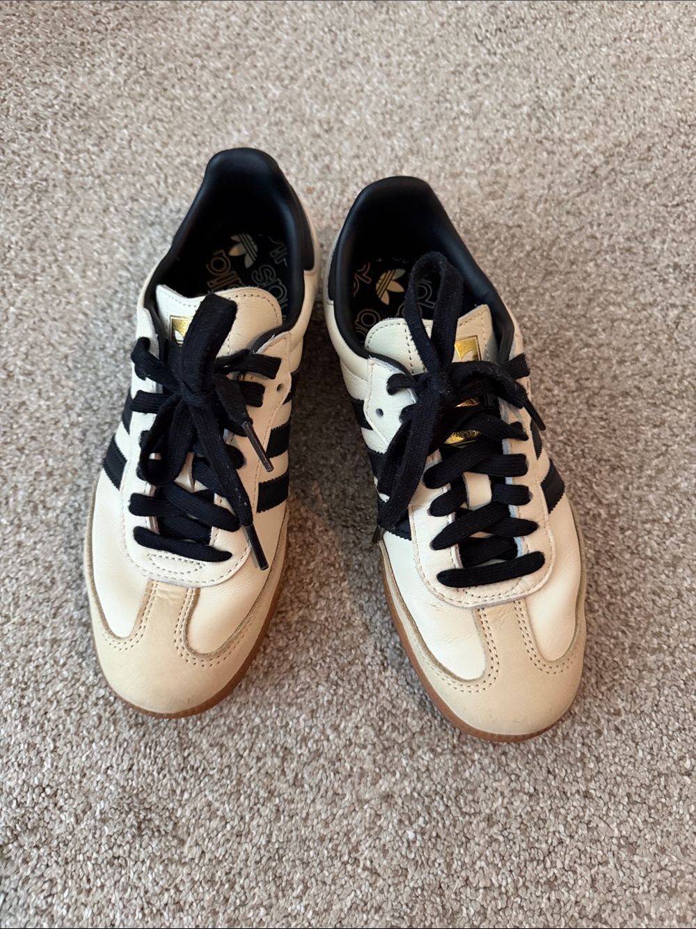 adidas Cream and Black Low-Top Trainers